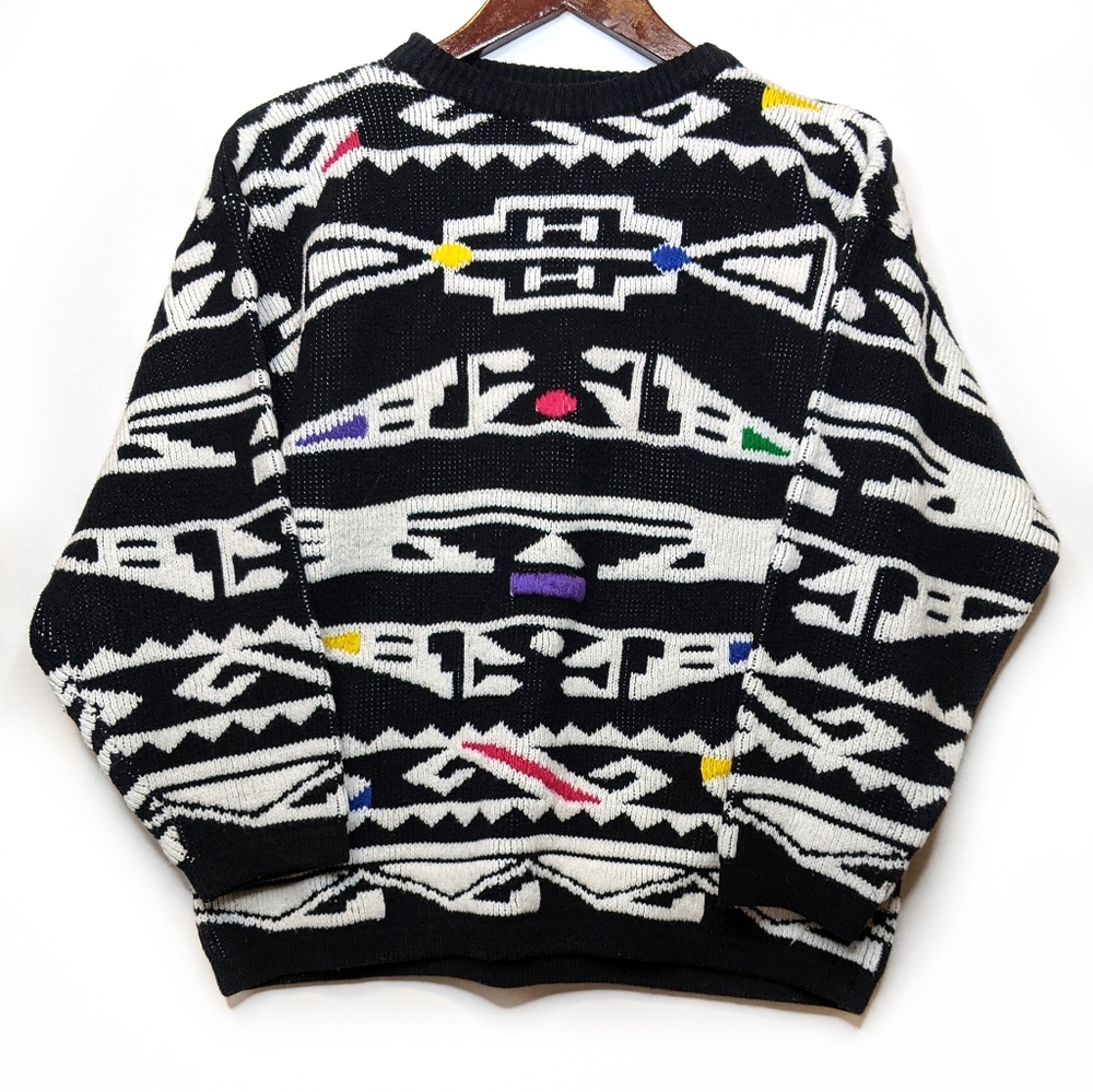 Vintage 1980s Funky Pattern Sweater Black & White